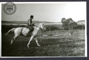 Włodzimierz Kario z lancą na koniu Lawir
